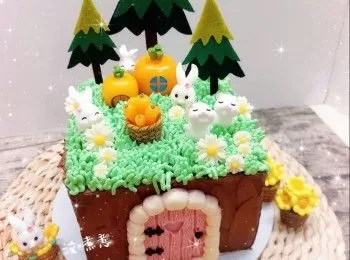 朱古力忌廉夾餡樹樁小樹屋海綿蛋糕