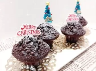 蘑菇頭雙重朱古力馬芬小蛋糕