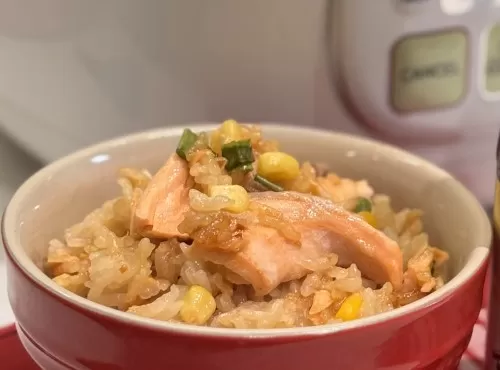 蒜香日式三文魚燉飯 ❤️ 電飯煲食譜