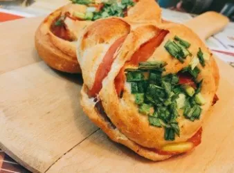 香蔥全麥火腿卷（半自動製作）