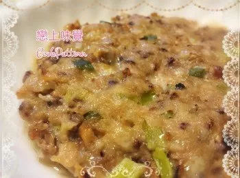 簡易家常菜【土魷蒸肉餅】