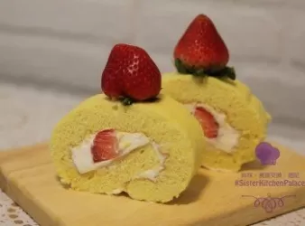 [簡易甜品]原味士多啤梨卷蛋 (分蛋法)