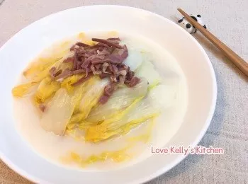 [15分鐘食譜] 奶油火腿娃娃菜