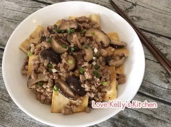 [15分鐘菜式] 鮮冬菇肉碎扒豆腐