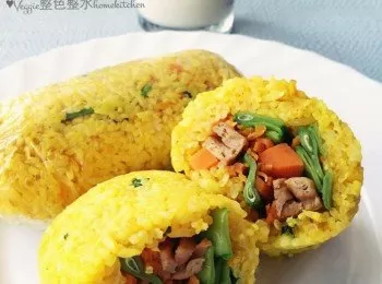 五香滷蘭花干野菜薑黃飯團