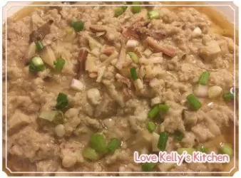 [家常小菜] 土魷冬菇蒸肉餅