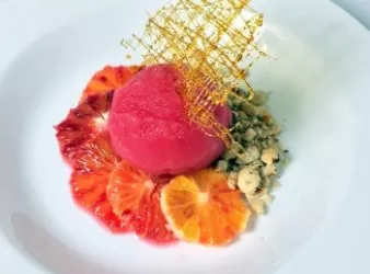 血橙雪葩配烤榛子【Panasonic夏日鮮果食譜】