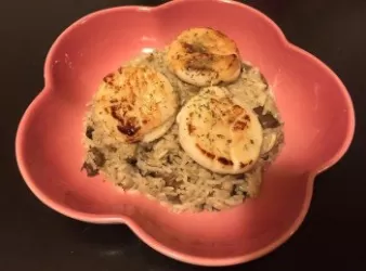 香煎帶子配什菇意大利飯