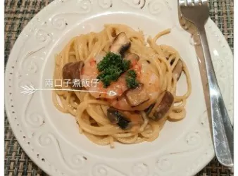 忌廉蘑菇蝦意粉