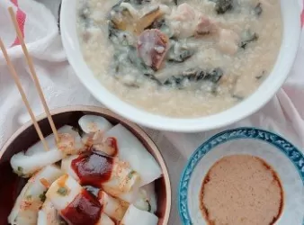 菜乾鴨腎豬骨粥